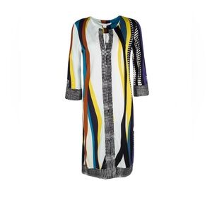 Diane Von Furstenberg Rose Long V Neck Multicoloured Long Sleeve Dress Size 10